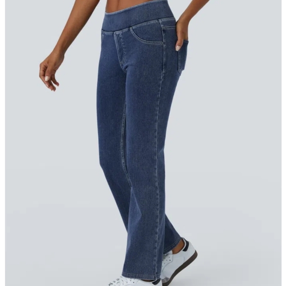 New Halara Flex Bootcut Denim XS, 0/2/4 Baby Flare Pocket Jeans, Cotton Jeggings - Picture 13 of 15